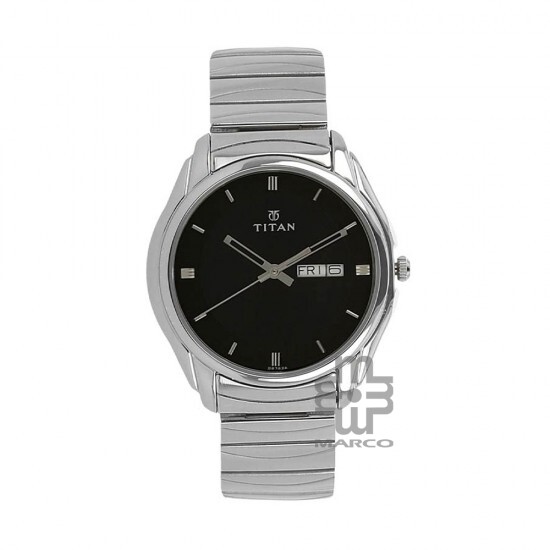 Titan Quartz 1578SM04 Black Dial Stainless Steel Strap Quartz Men's Watch