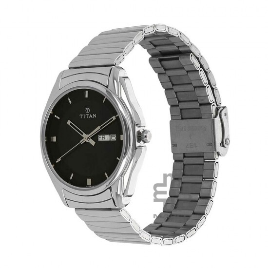 Titan Quartz 1578SM04 Black Dial Stainless Steel Strap Quartz Men's Watch