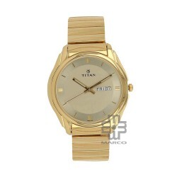 Titan Quartz 1578YM05 Champagne Dial Stainless Steel Strap Quartz Men's Watch