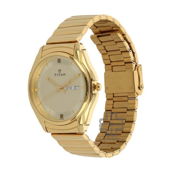 Titan Quartz 1578YM05 Champagne Dial Stainless Steel Strap Quartz Men's Watch
