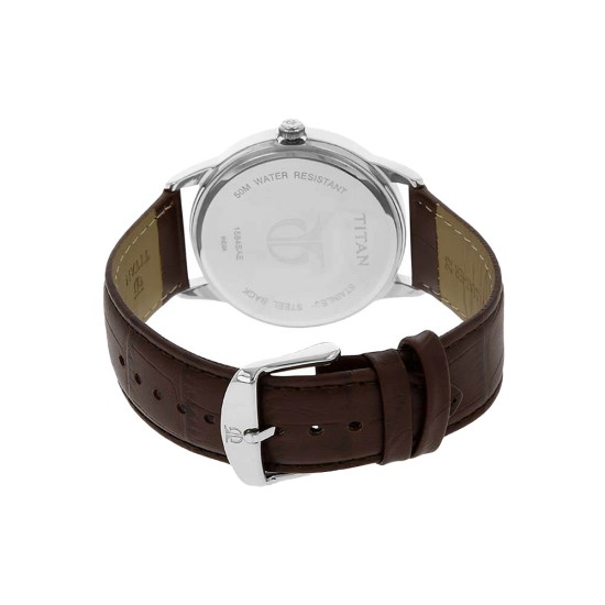 Titan Classic 1584SL03 Silver Dial Leather Strap Quartz Men's Watch Titan Classic 1584SL03 Silver Dial Leather Strap Quartz Men's Watch
