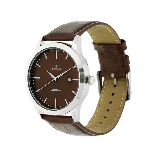 Titan Neo 1584SL04 Brown Leather Strap Quartz Men's Watch