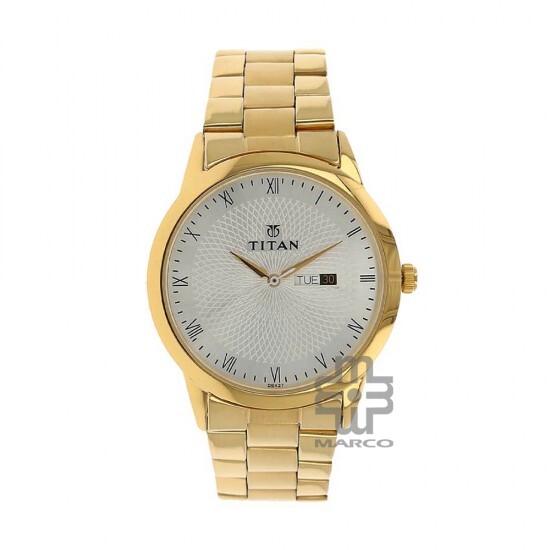 Titan Quartz 1584YM02 Silver Dial Stainless Steel Strap Quartz Men's Watch