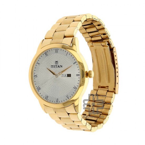 Titan Quartz 1584YM02 Silver Dial Stainless Steel Strap Quartz Men's Watch