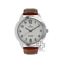 Titan Karishma 1585SL07 White Dial Leather Strap Quartz Men's Watch