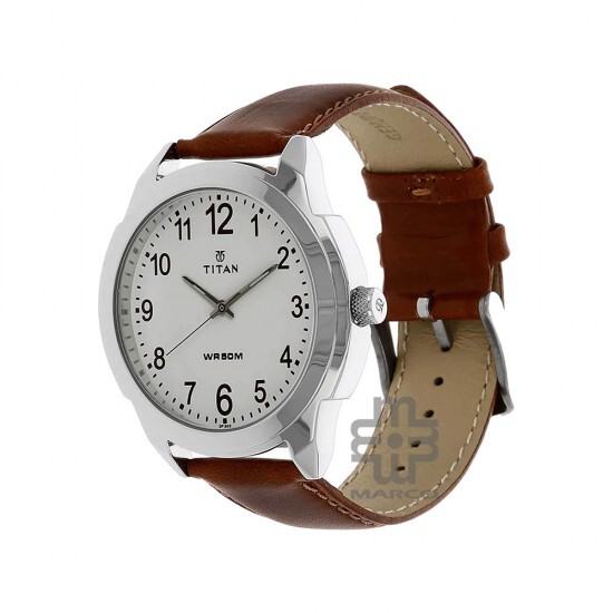 Titan Karishma 1585SL07 White Dial Leather Strap Quartz Men's Watch