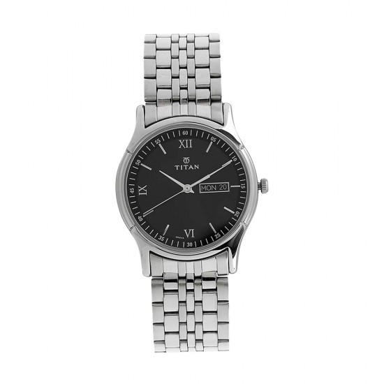 Titan Karishma 1636SM01 Black Dial Stainless Steel Quartz Men's Watch Titan Karishma 1636SM01 Black Dial Stainless Steel Quartz Men's Watch