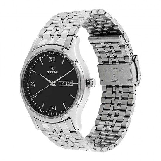 Titan Karishma 1636SM01 Black Dial Stainless Steel Quartz Men's Watch Titan Karishma 1636SM01 Black Dial Stainless Steel Quartz Men's Watch