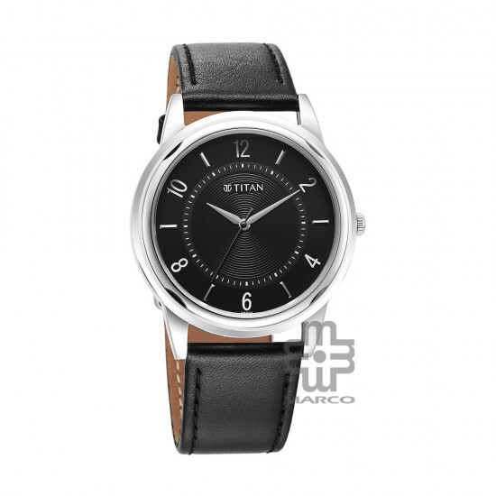Titan Karishma Zing 1638SL02 Black Dial Leather Strap Quartz Men's Watch