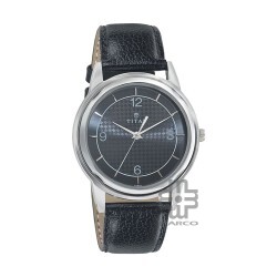 Titan Quartz 1638SL04 Black Dial Leather Strap Men Watch