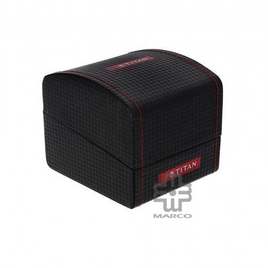 Titan Quartz 1638SL04 Black Dial Leather Strap Men Watch