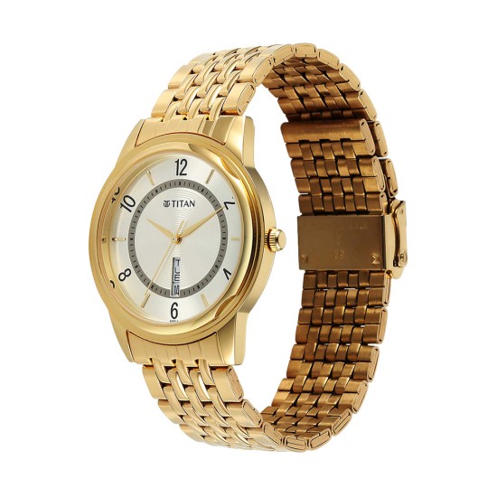 Titan Karishma Zing 1638YM05 Beige Dial Stainless Steel Strap Men's Watch