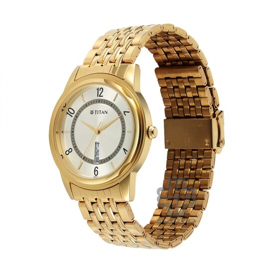 Titan Karishma Zing 1638YM05 Beige Dial Stainless Steel Strap Men's Watch