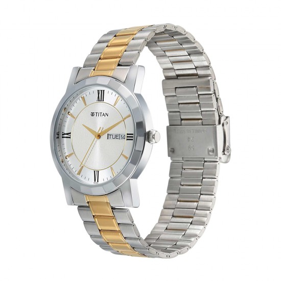 Titan Quartz 1644BM03 Silver Dial Stainless Steel Strap Quartz Men's Watch