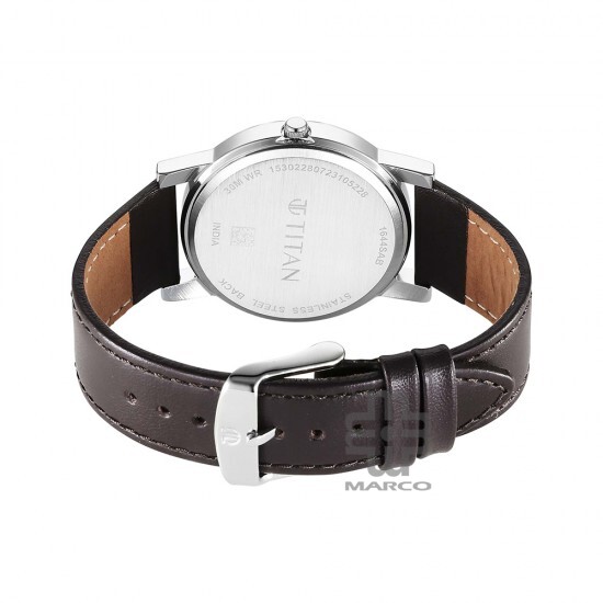 Titan Karishma Zing 1644SL01 Brown Dial Leather Strap Quartz Men's Watch