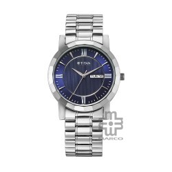 Titan Quartz 1644SM01 Blue Dial Stainless Steel Strap Quartz Men's Watch