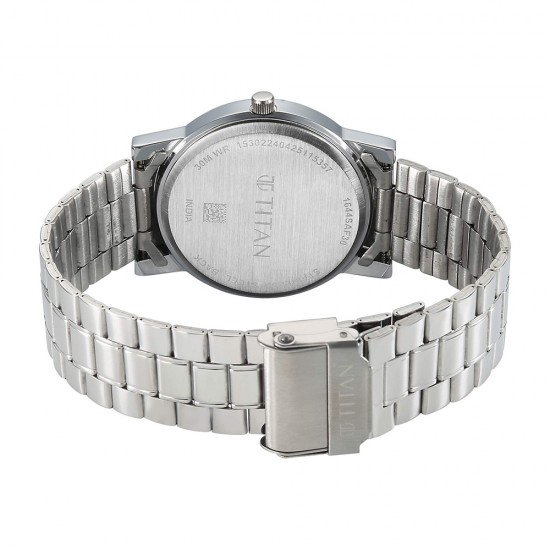 Titan Quartz 1644SM01 Blue Dial Stainless Steel Strap Quartz Men's Watch