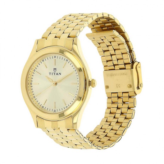 Titan Karishma 1648YM02 Champagne Dial Stainless Steel Strap Quartz Men's Watch Titan Karishma 1648YM02 Champagne Dial Stainless Steel Strap Quartz Men's Watch