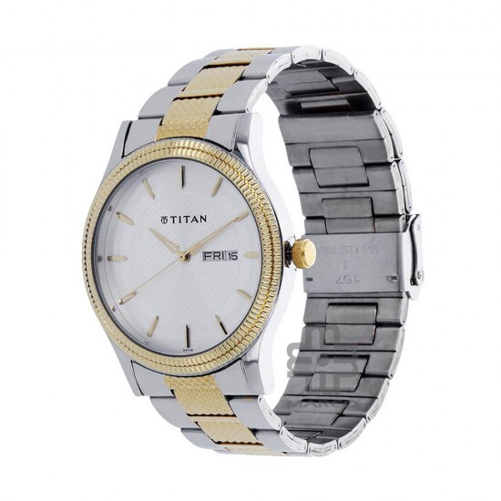 Titan Quartz 1650BM03 Silver Dial Stainless Steel Strap Quartz Men's Watch