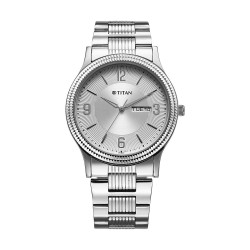 Titan Quartz 1650SM02 Silver Dial Stainless Steel Strap Men Watch
