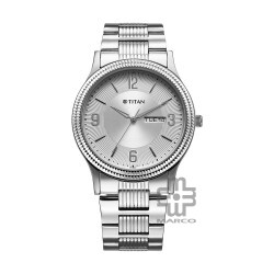 Titan Quartz 1650SM02 Silver Dial Stainless Steel Strap Men Watch