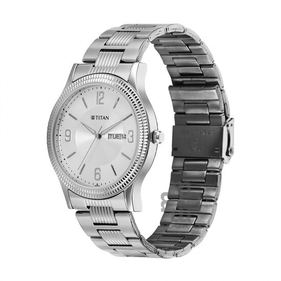 Titan Quartz 1650SM02 Silver Dial Stainless Steel Strap Men Watch Titan Quartz 1650SM02 Silver Dial Stainless Steel Strap Men Watch