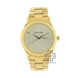Titan Quartz 1650YM06 Champagne Dial Stainless Steel Strap Quartz Men's Watch