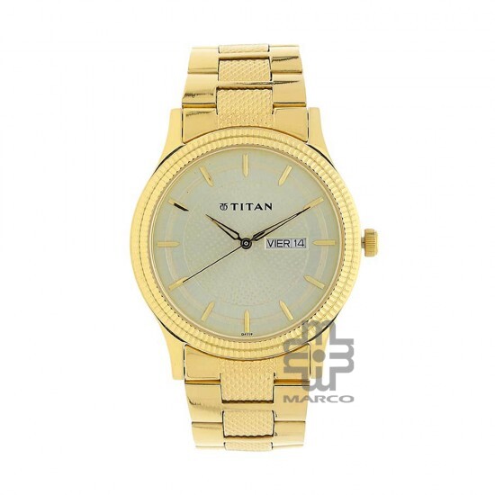 Titan Quartz 1650YM06 Champagne Dial Stainless Steel Strap Quartz Men's Watch