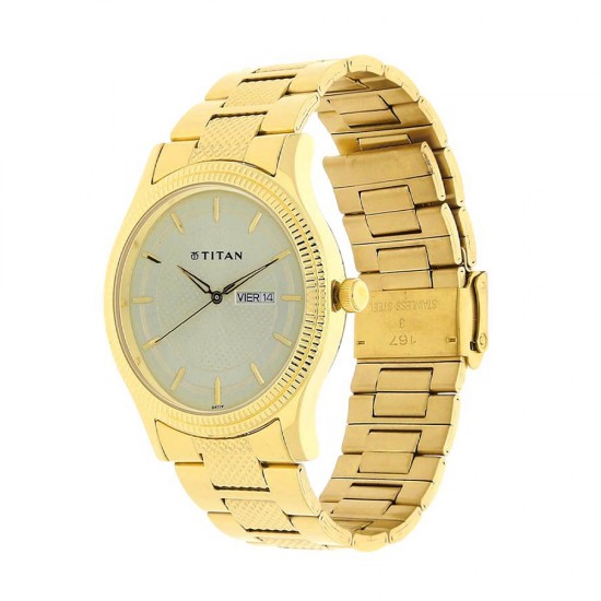 Titan Quartz 1650YM06 Champagne Dial Stainless Steel Strap Quartz Men's Watch