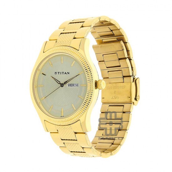 Titan Quartz 1650YM06 Champagne Dial Stainless Steel Strap Quartz Men's Watch