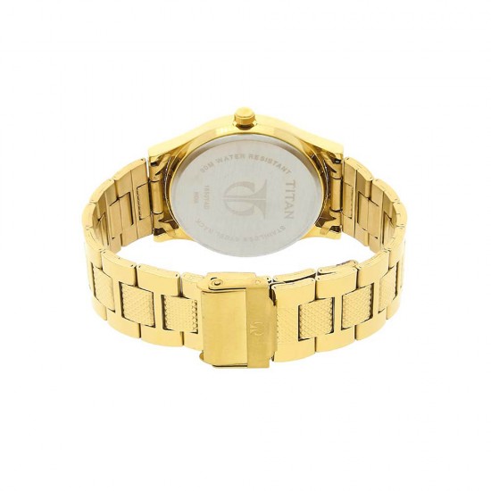 Titan Quartz 1650YM06 Champagne Dial Stainless Steel Strap Quartz Men's Watch