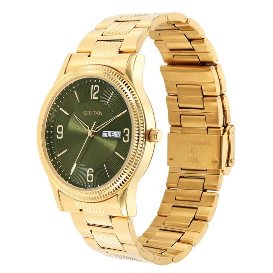 Titan Karishma 1650YM08 Green Dial Stainless Steel Quartz Men's Watch Titan Karishma 1650YM08 Green Dial Stainless Steel Quartz Men's Watch