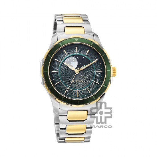Titan Noor Collection 1688KM08 Green Dial Stainless Steel Strap Men Watch