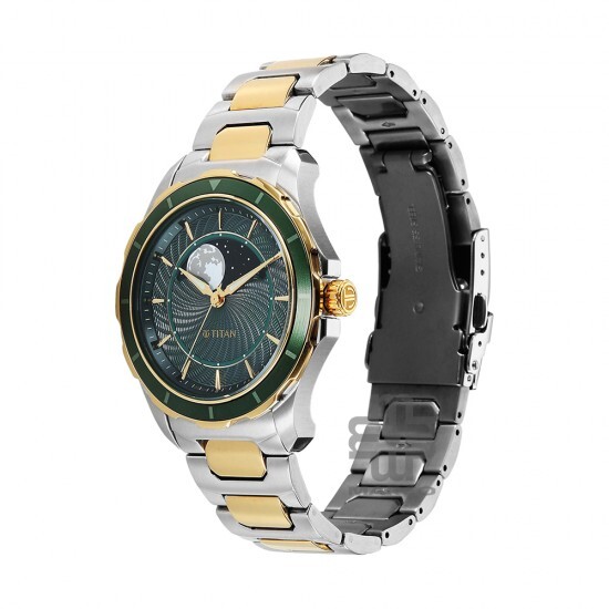 Titan Noor Collection 1688KM08 Green Dial Stainless Steel Strap Men Watch