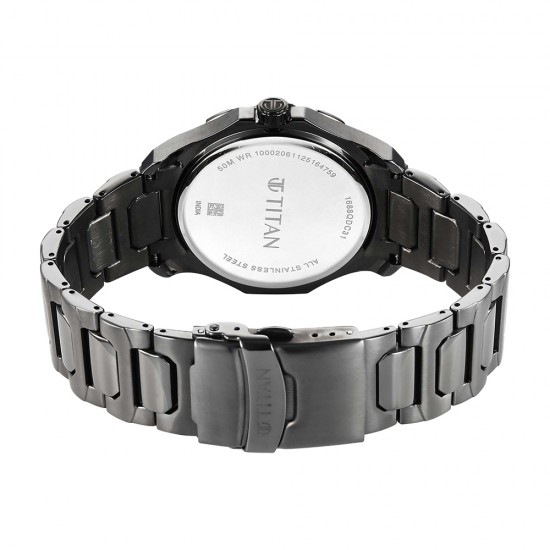 Titan Noor Collection 1688KM09 Blue Dial Stainless Steel Strap Men Watch