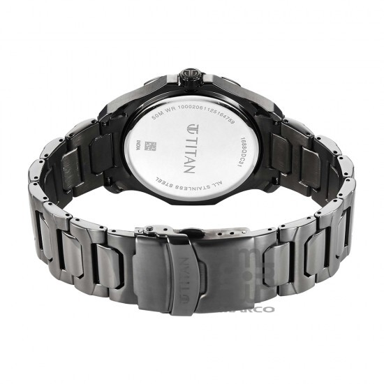Titan Noor Collection 1688KM09 Blue Dial Stainless Steel Strap Men Watch