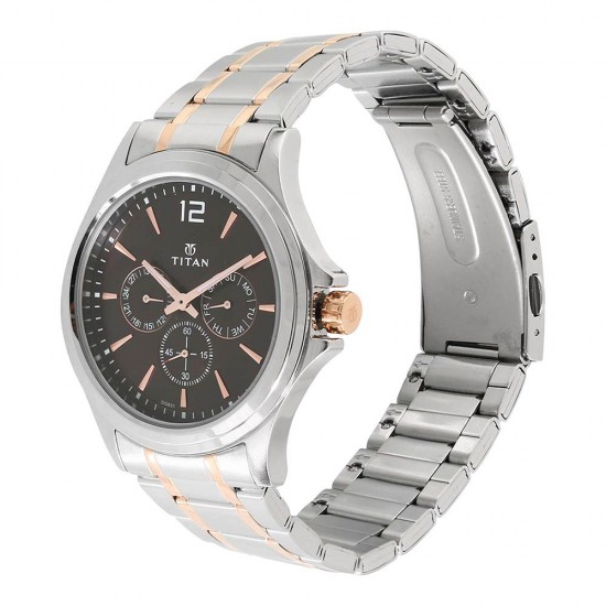 Titan Classique 1698KM01 Brown Dial Stainless Steel Quartz Men's Watch
