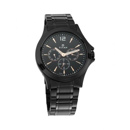 Titan Classique 1698NM01 Black Dial Stainless Steel Quartz Men's Watch Titan Classique 1698NM01 Black Dial Stainless Steel Quartz Men's Watch