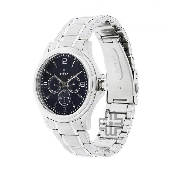 Titan Quartz 1698SM02 Blue Dial Stainless Steel Strap Quartz Men's Watch