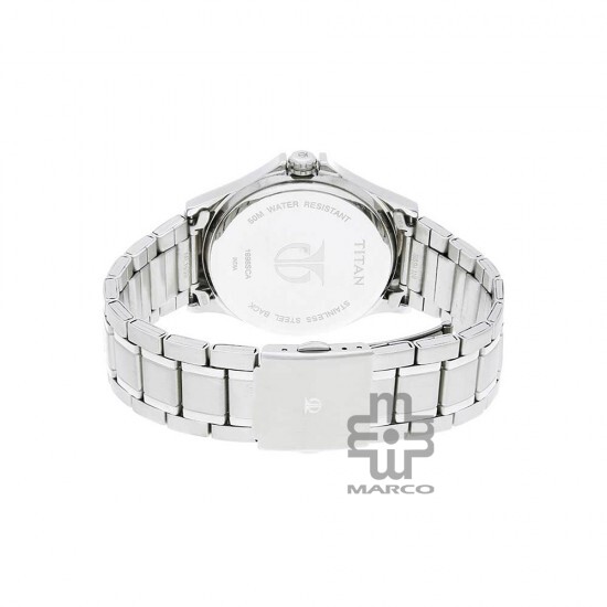 Titan Quartz 1698SM02 Blue Dial Stainless Steel Strap Quartz Men's Watch