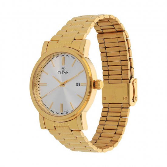 Titan Quartz 1712YM02 Sliver Dial Stainless Steel Strap Quartz Men's Watch
