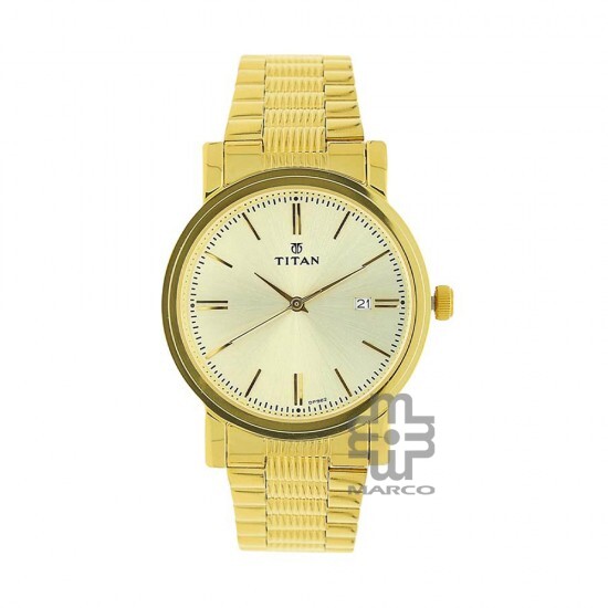 Titan Quartz 1712YM03 Champagne Dial Stainless Steel Strap Quartz Men's Watch