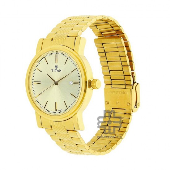 Titan Quartz 1712YM03 Champagne Dial Stainless Steel Strap Quartz Men's Watch