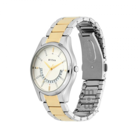 Titan Karishma 1713BM01 White Dial Metal Strap Quartz Men's Watch