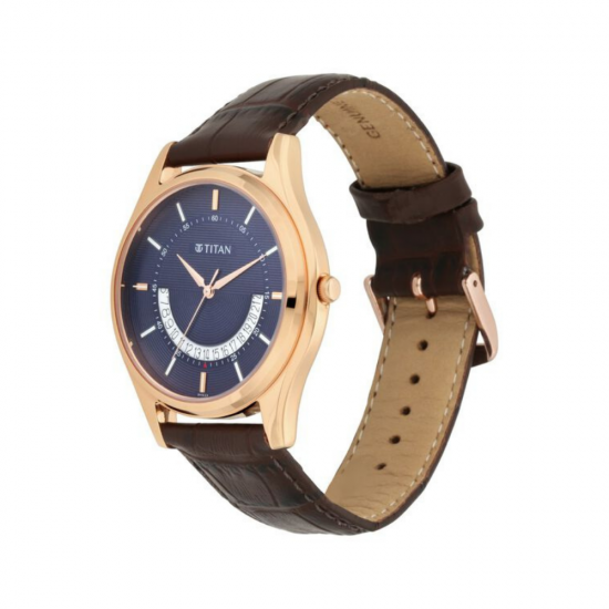 Titan Karishma 1713WL01 Blue Dial Leather Strap Quartz Men's Watch Titan Karishma 1713WL01 Blue Dial Leather Strap Quartz Men's Watch