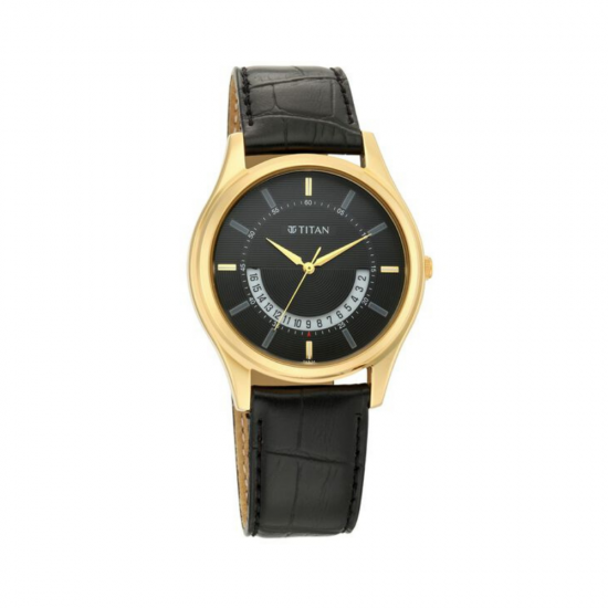 Titan Karishma 1713YL01 Black Dial Leather Strap Quartz Men's Watch Titan Karishma 1713YL01 Black Dial Leather Strap Quartz Men's Watch