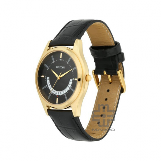 Titan Karishma 1713YL01 Black Dial Leather Strap Quartz Men's Watch