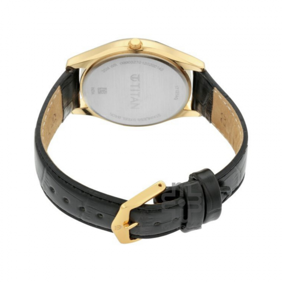 Titan Karishma 1713YL01 Black Dial Leather Strap Quartz Men's Watch