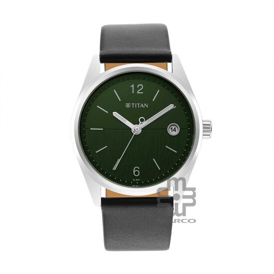 Titan Neo 1729SL07 Green Dial Leather Strap Quartz Men's Watch