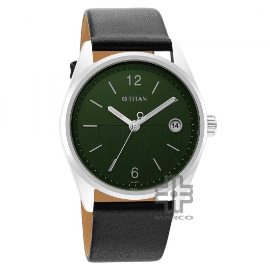Titan Neo 1729SL07 Green Dial Leather Strap Quartz Men's Watch